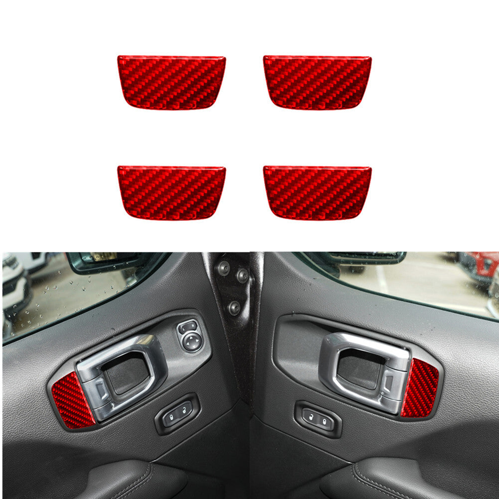 Red carbon fiber door handle trim for Jeep for Wrangler JL 2018+ gladiator 2020+