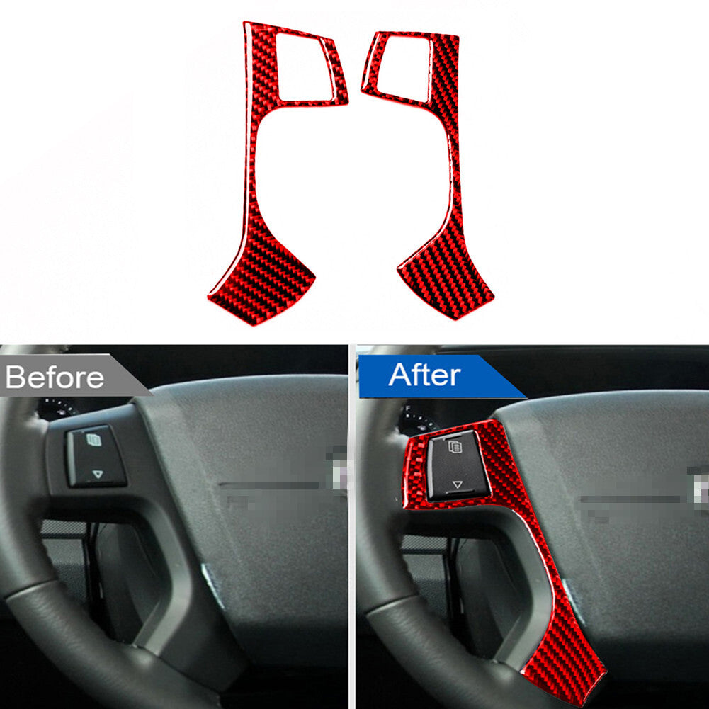 Carbon Fiber Steering Wheel Button Trim Cover for Dodge Journey 2009-2010 Red