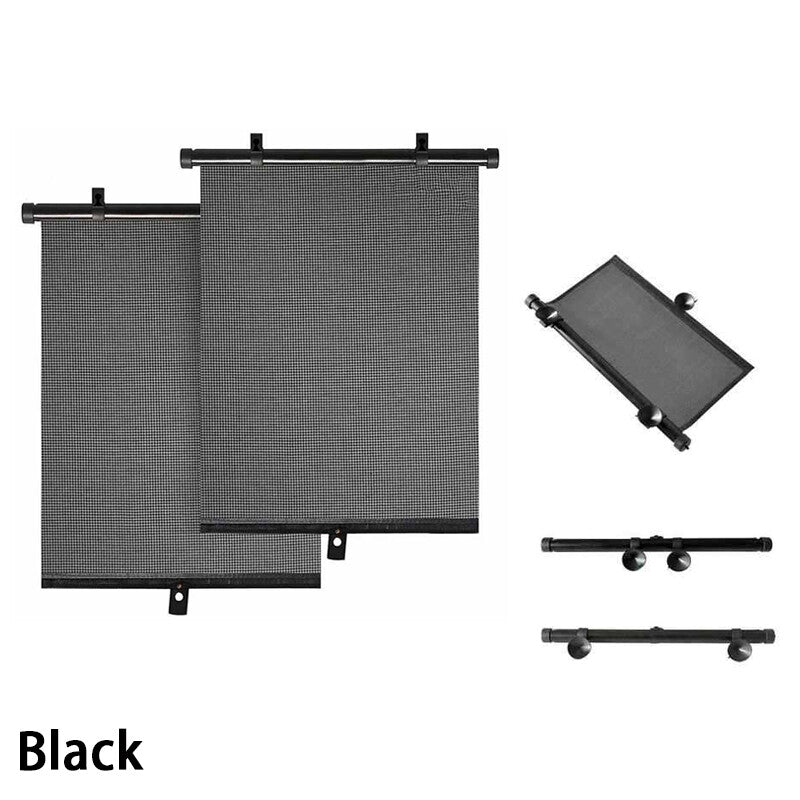 2Pcs Retractable Car Auto Side Window Baby Sun Shade Shield Roll Cover 5050CM