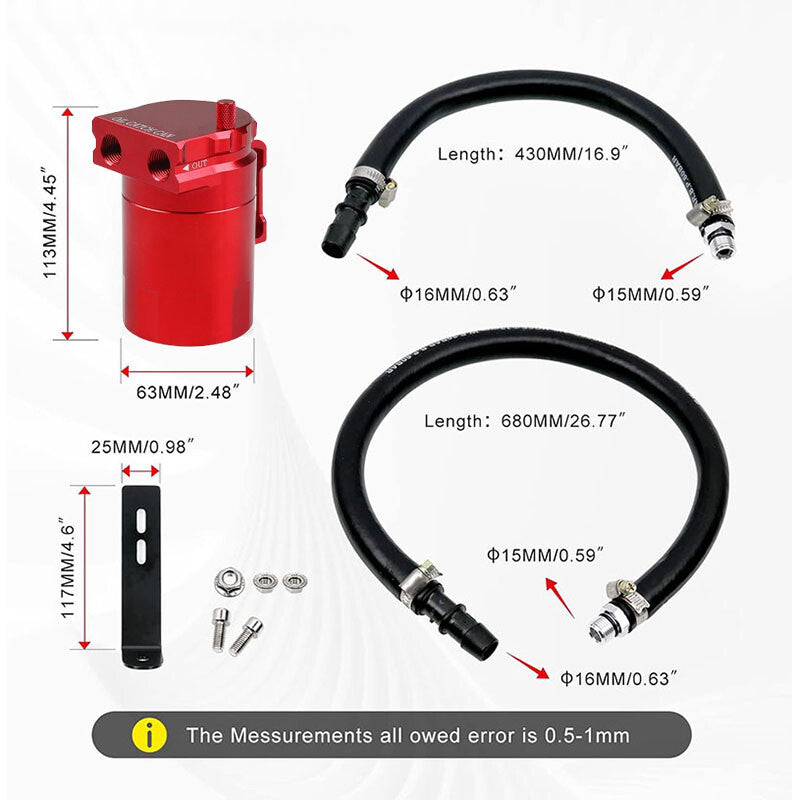 Oil Separator Oil Catch Can For 11-20 for Dodge Charger 3.6L for Challenger 3.6L Red