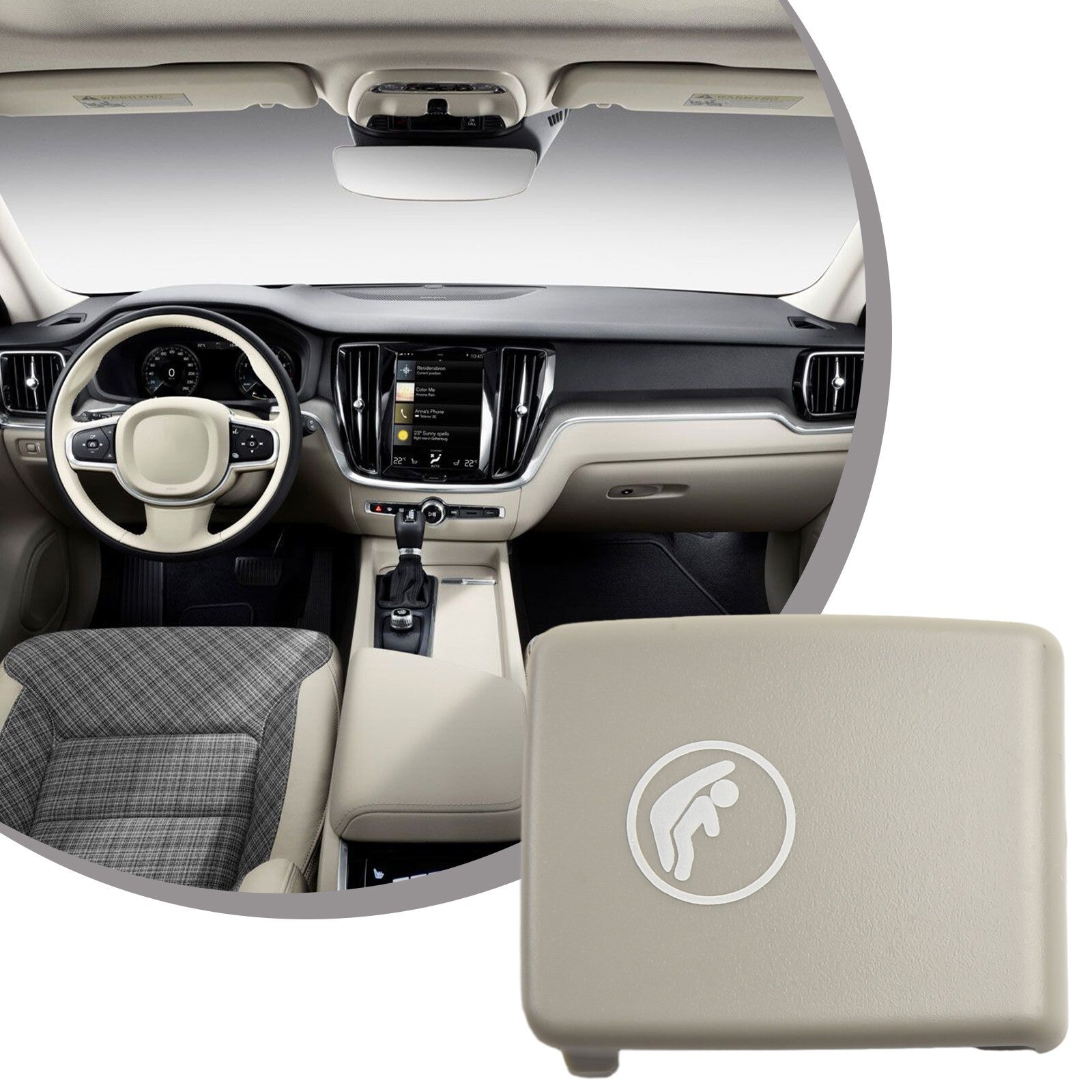 Rear Child for Seat Isofix Mount Cap Cover Beige for Volvo -V60 XC40 XC60 S90 V90 S60