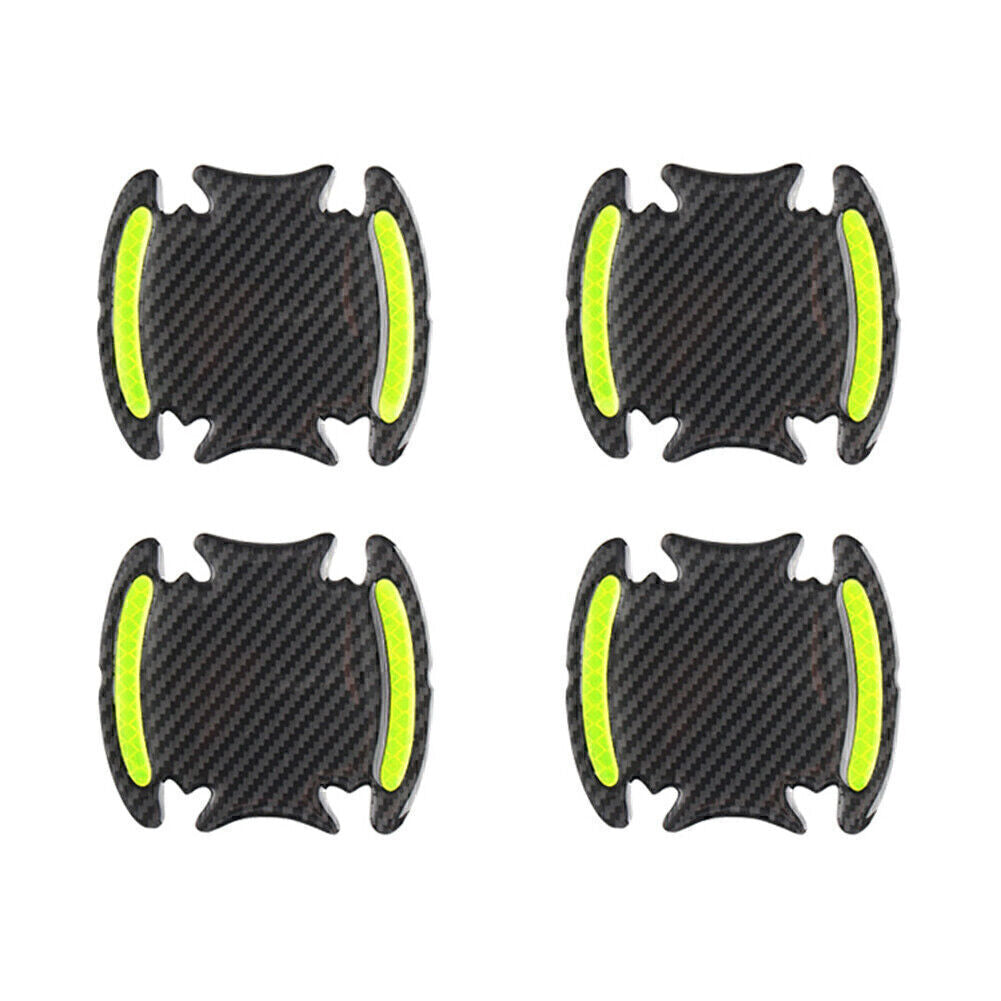 Car Door Handle Reflective Stickers Scratches Protection Carbon Fiber Yellow UK