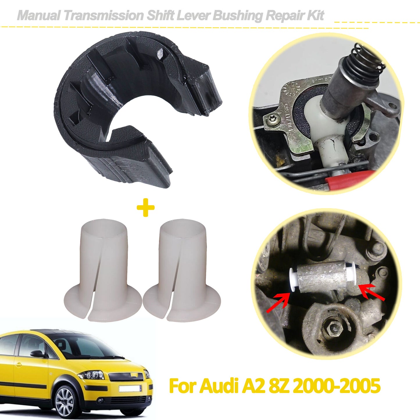 for Audi A2 8Z Manual Transmission Shift Lever Bearing Shell Bushing Kit 2000-05
