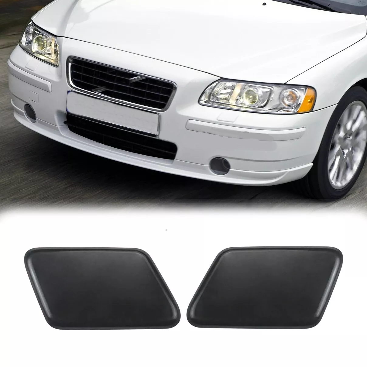 2PCS for 05-09 for Volvo S60 Headlights Headlight Cover Black Side
