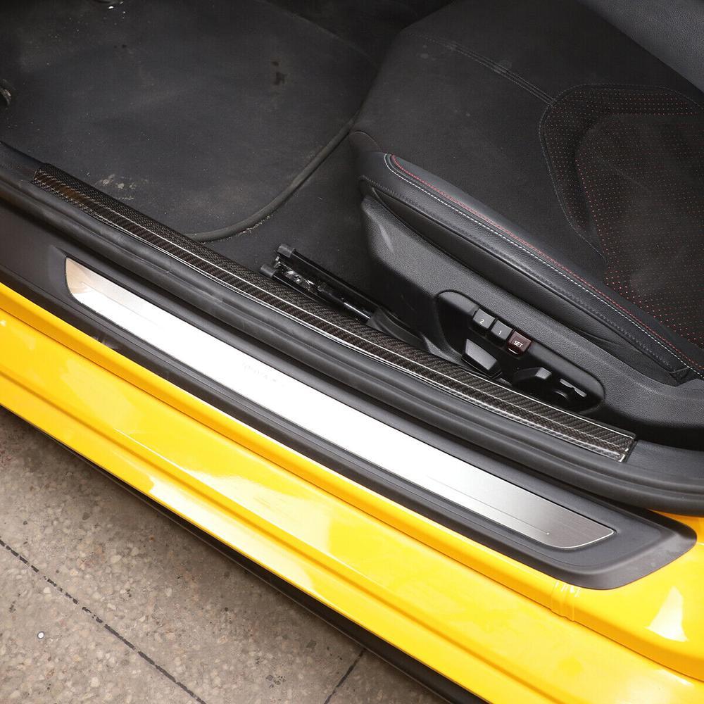 for Toyota Supra 2019-2023 Black Carbon Interior Door Sill Panel Cover Trim