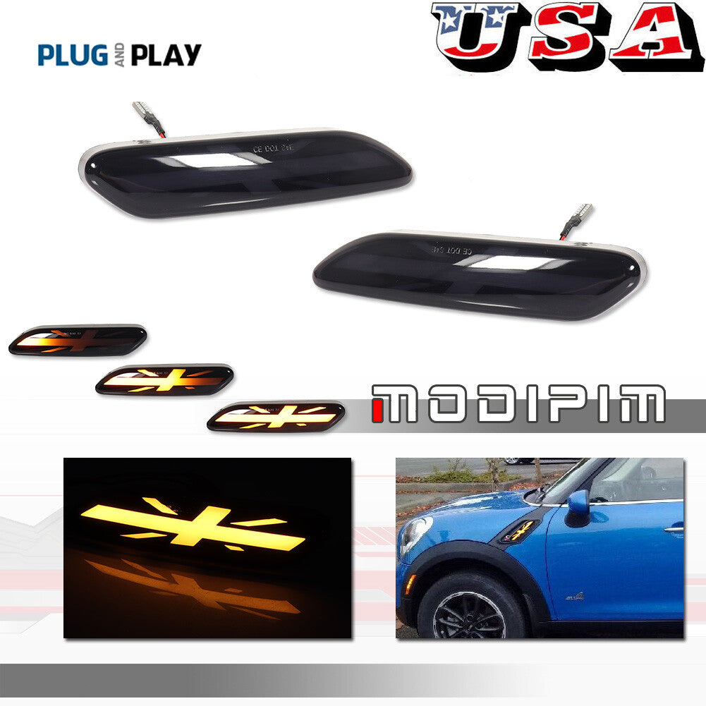 Sequential amber LED side marker turn signals for 11-16 for Mini Cooper R60 R61