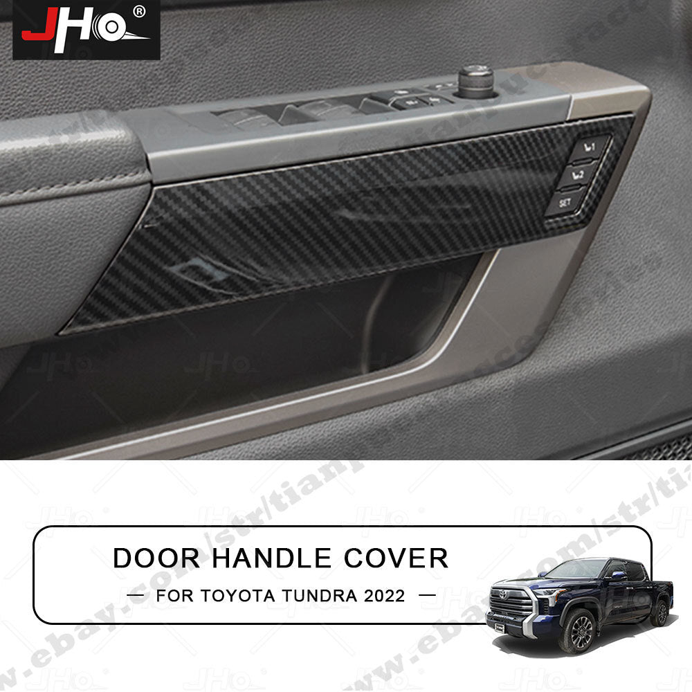 Carbon Fiber Grain Car Inner Door Panel Cover Trim Decor for Toyota Tundra 2022