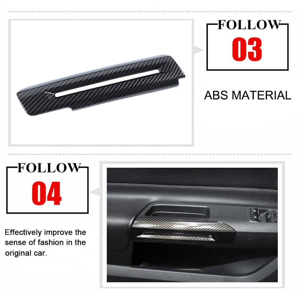 Carbon Fiber Interior Door Handle Armrest Cover Trim for Ford for Mustang 2015-2023