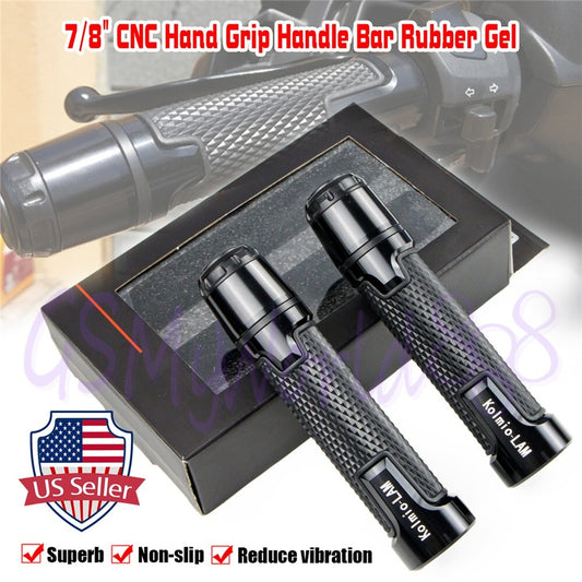 Black Motorcycle 7/8 Hand Grip Handle Bar Gel Fit for Kawasaki 400 650