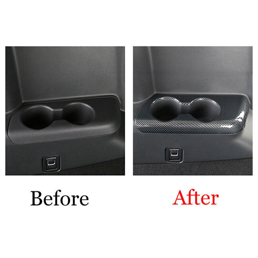 2P Carbon Fiber Rear Lr Water Cup Panel Cover Trim for Toyota Highlander 20-24