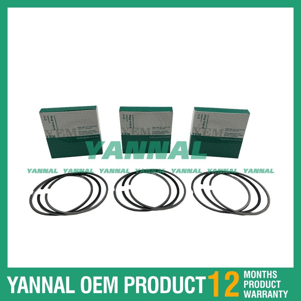 3-piece piston ring STD for Yanmar 3TN66 engine, 332, 415, and F915 tractors.