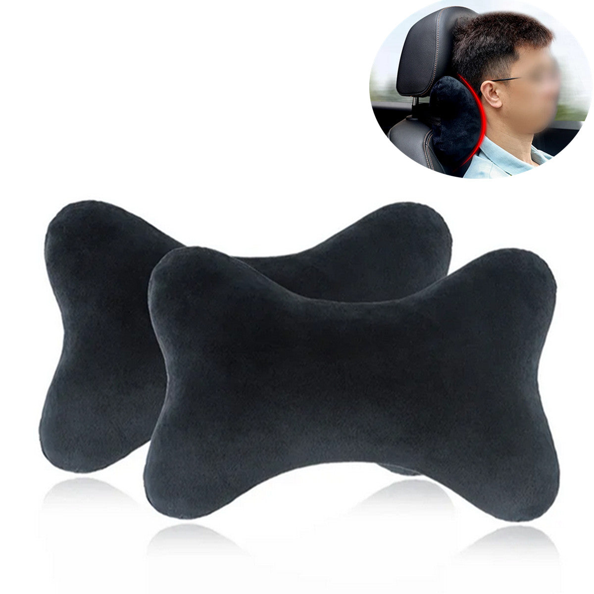 Car for Seat Headrest Pad Memory Foam Pillow Head Neck Rest Support Cushion Black