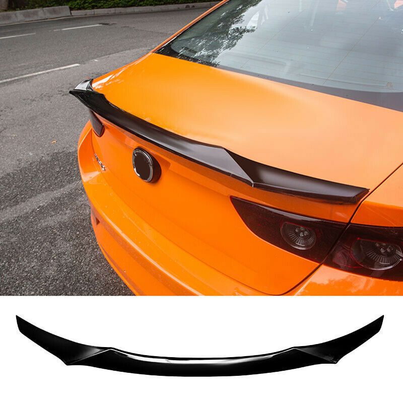 for Mazda 3 Axela Sedan 2019-2024 V-Type Black Rear Trunk Spoiler Boot Lip Wing