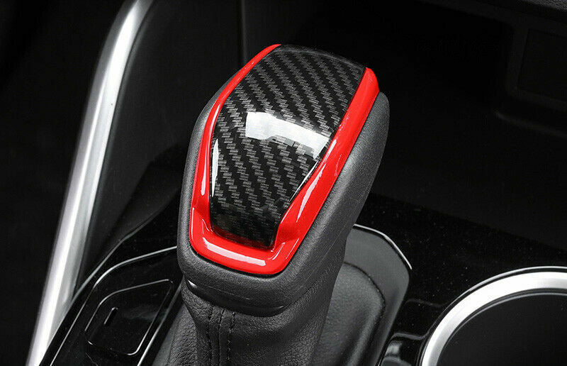 for Toyota Highlander 2020-2022 Carbon Fiber+Red Gear Shift Knob Cover Head Trim