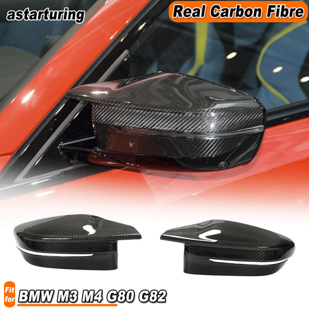 for BMW M3 M4 G80 G82 2021UP Dry Carbon Fiber Side Wing Mirror Cover Caps Add On