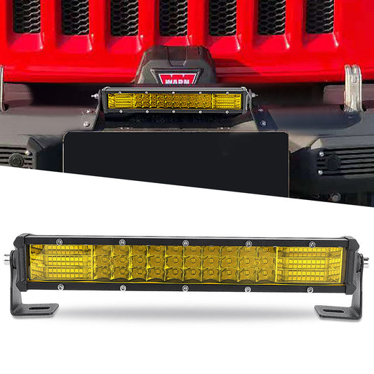 10inch LED Light Bar Triple Row Yellow Spot Flood Combo Work Driving Offroad SUV
