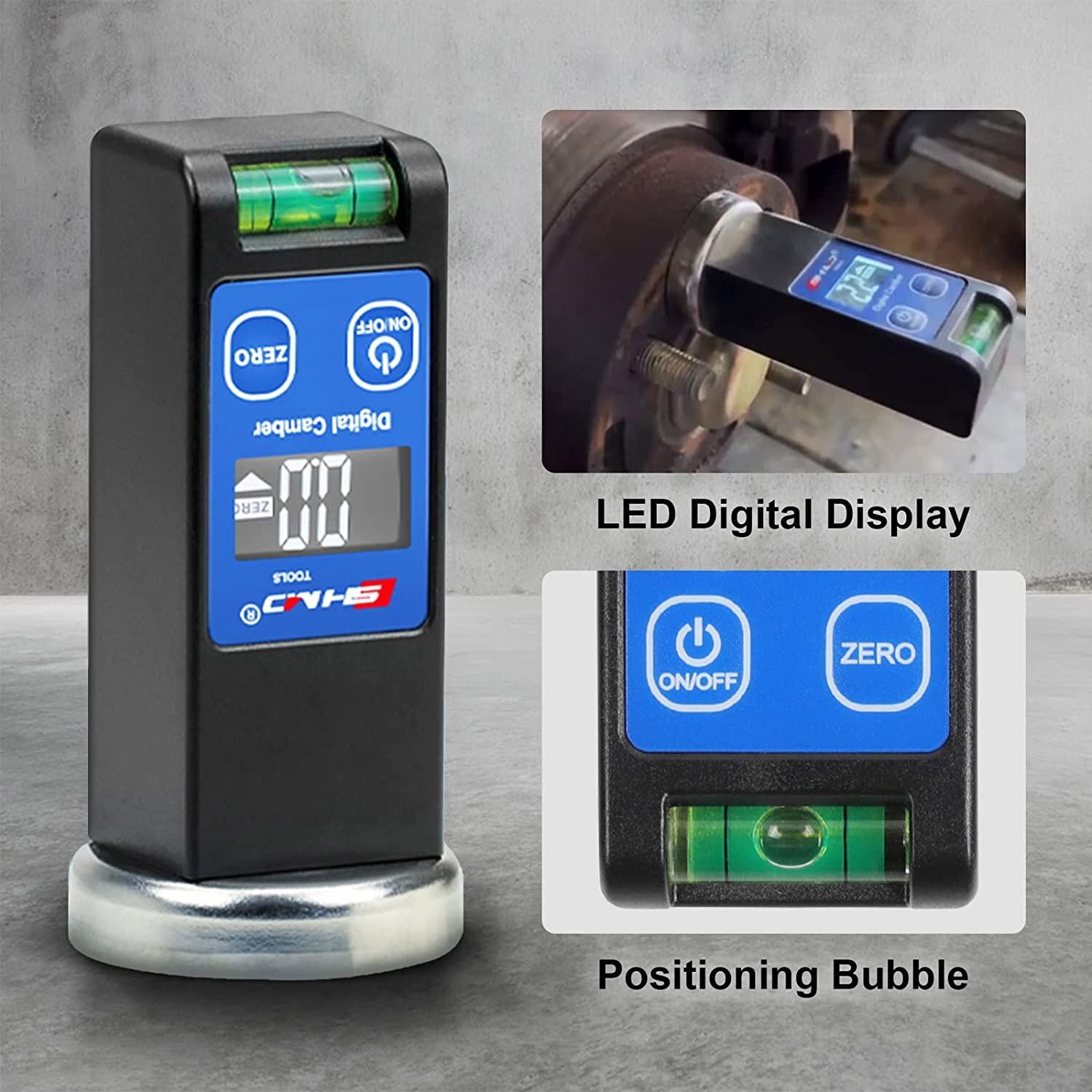 1-piece digital caster cam instrument panel for cars and trucks, LCD pillar, magnetic wheel alignment tool