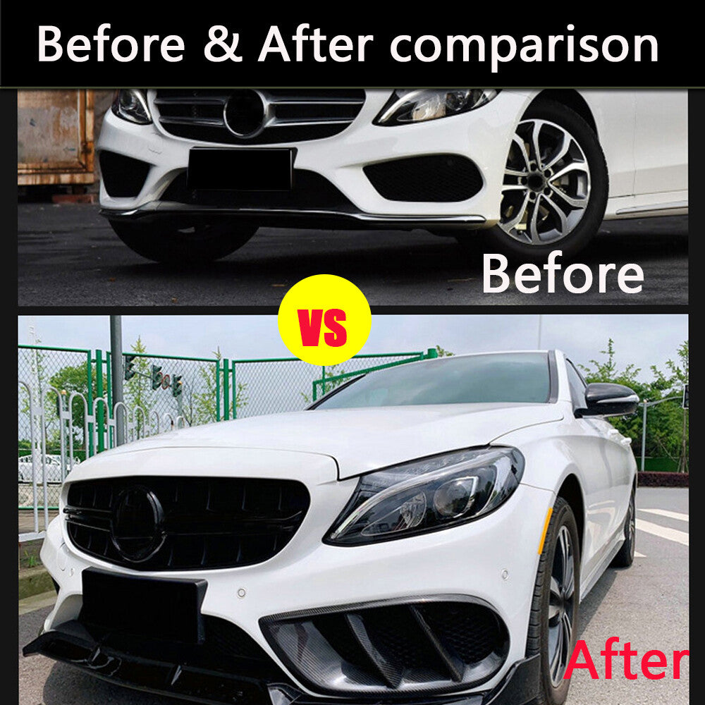 for Benz C Class W205 Sport C43 15+ Front Bumper Air Vent Cover Fog Grill Trim