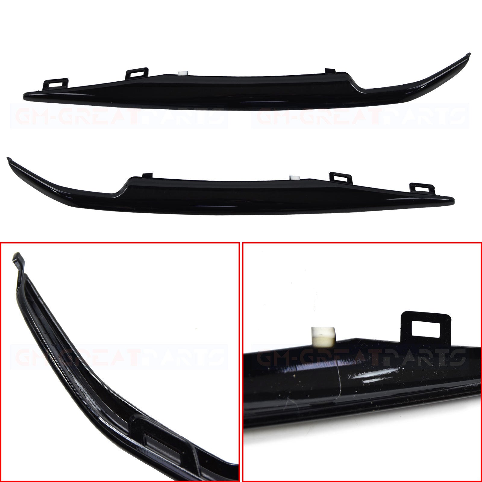 ront Bumper Trim Set + Lower Grille Black For 2015-2020 for Cadillac for Escalade