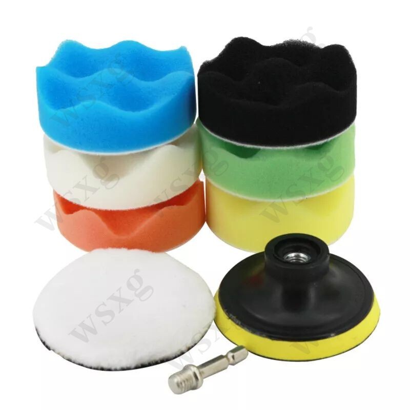 9-piece 7-inch polishing and waxing sponge pad set for composite car polishing machine
