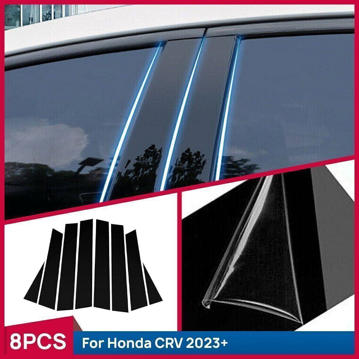 for Honda CR-V 23-2025 Piano Black Pillar Posts Door Window Molding Strip Trims