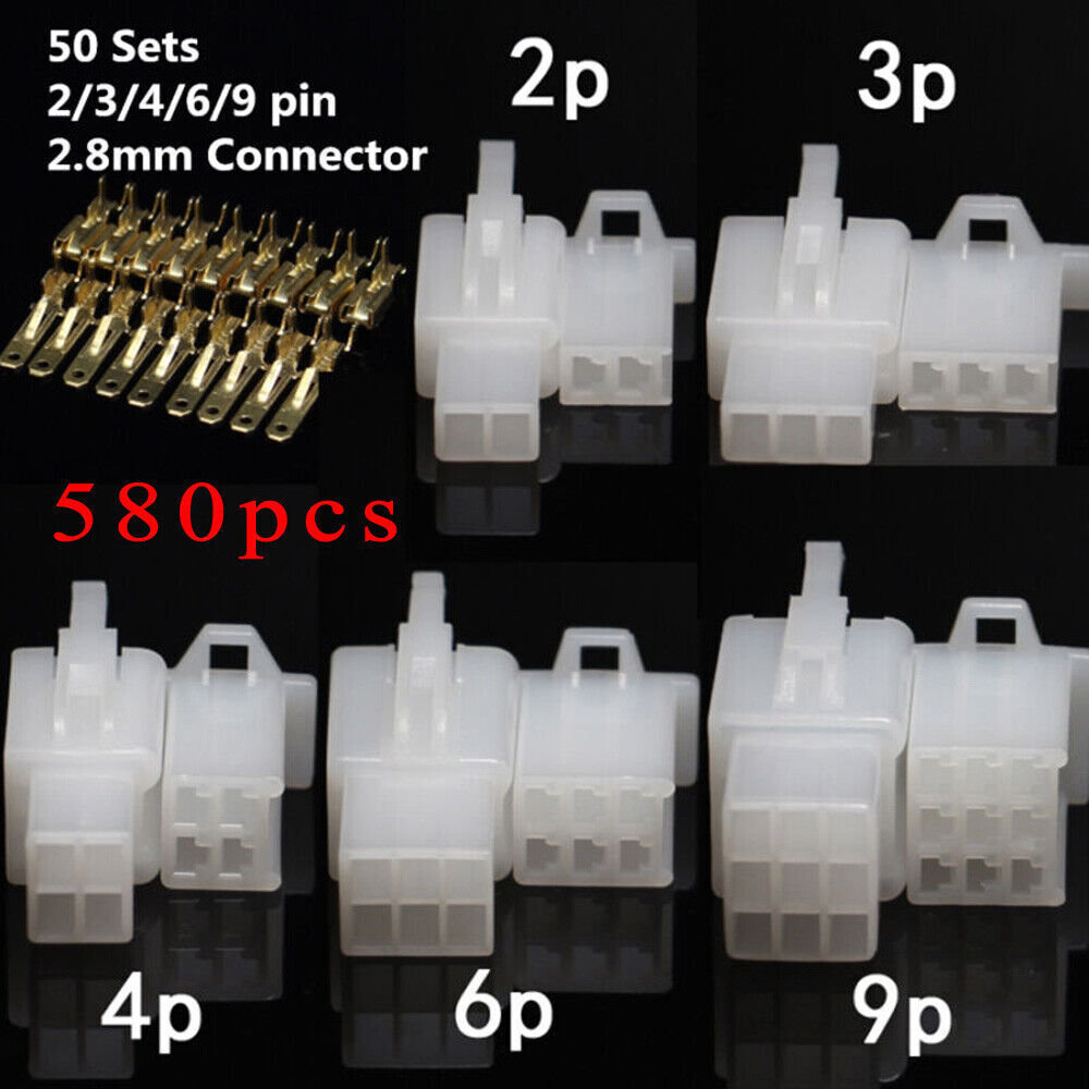 580Pcs/Boxed 2.8mm 2-9 Pins Electrical Wire Terminal Connector For Motorcycle