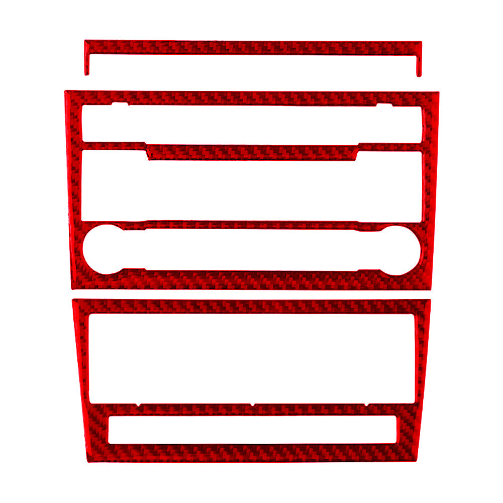 3X Red Central CD Player Panel Trim Cover Carbon Fiber for Audi for A4 S4 2007-2008