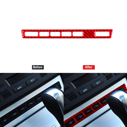 Red Carbon Fiber Multimedia Button Trim Panel Type A for BMW X3 2004-2010
