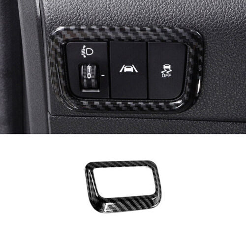 for Kia K5 2021-2023 Carbon Fiber ABS Inner Headlight Switch Button Frame Trim