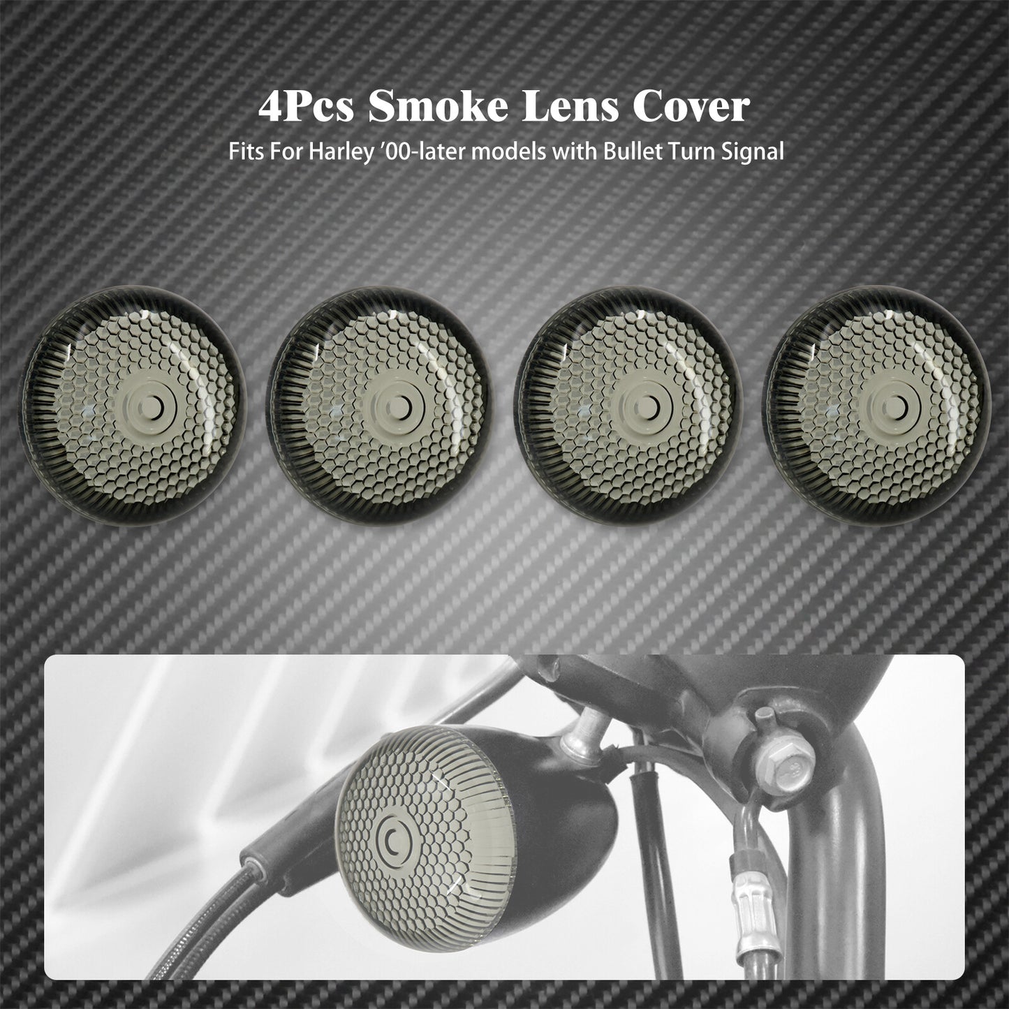 4 Smoke Bullet Turn Signals Light Lens Cover Fit for Harley Dyna Softail Touring