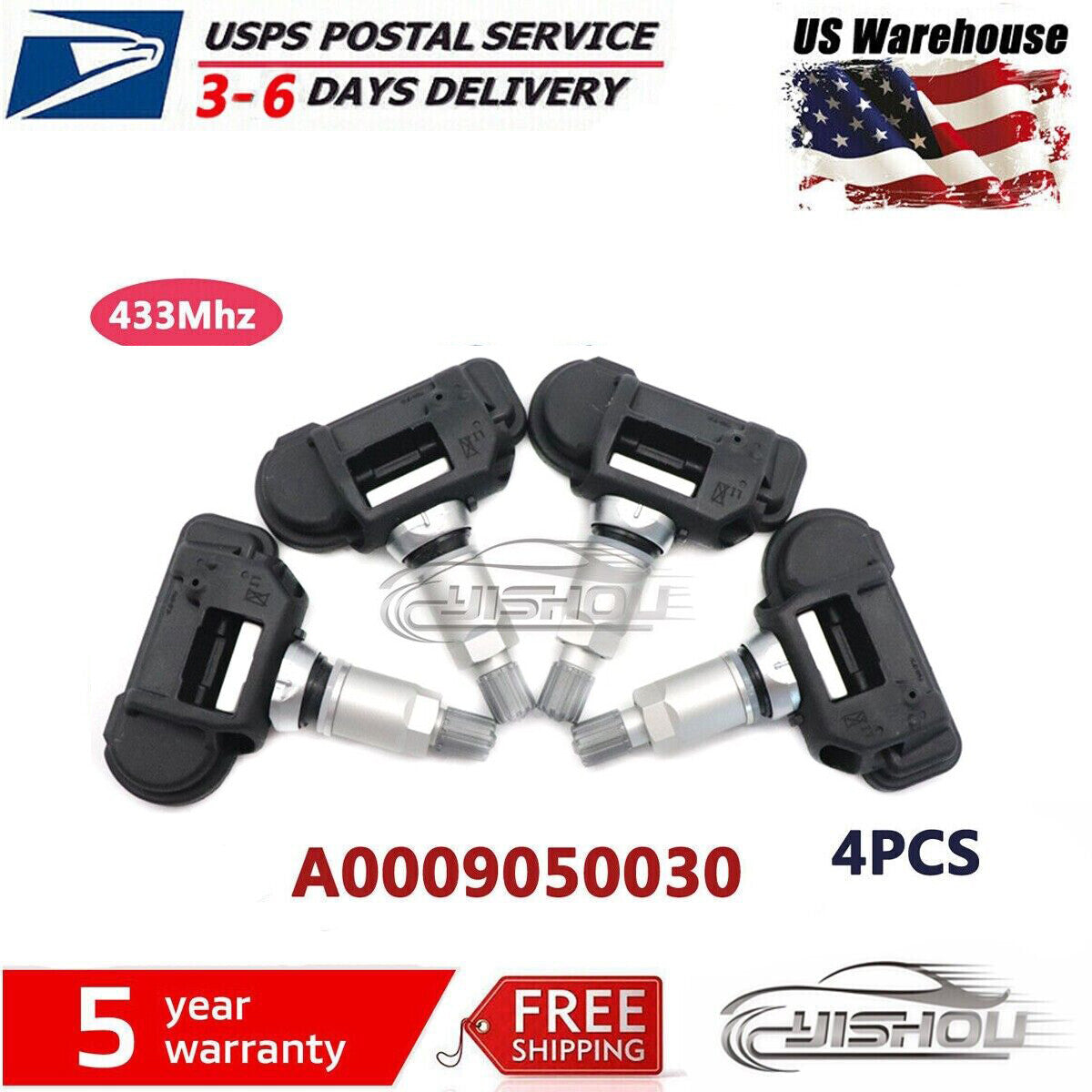 4PCS NEW A0009050030 for Mercedes-Benz Tire Pressure Monitor Sensor TPMS 433MHz