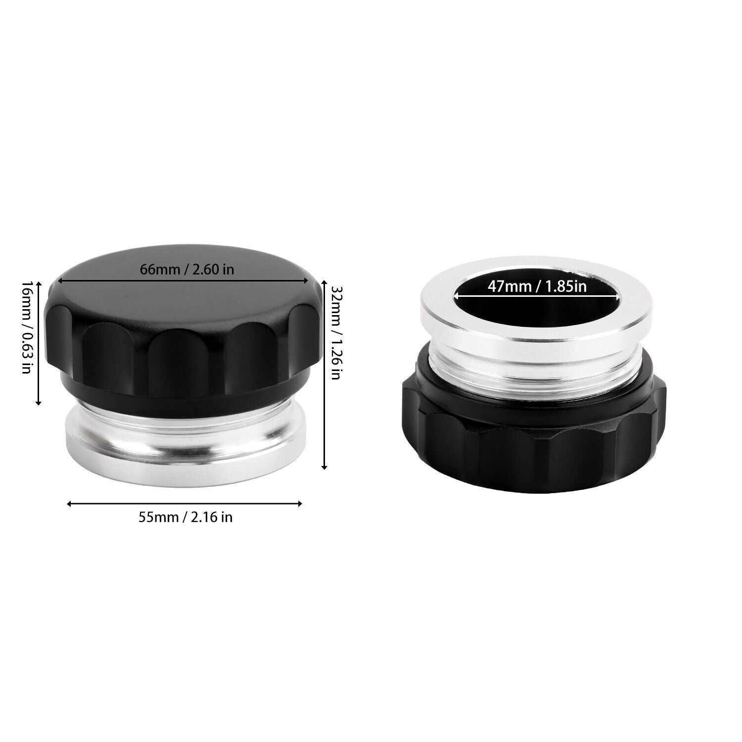 2Pcs 2 Aluminium Alloy Weld On Filler Neck And Cap Oil, Fuel, Water Tank Black