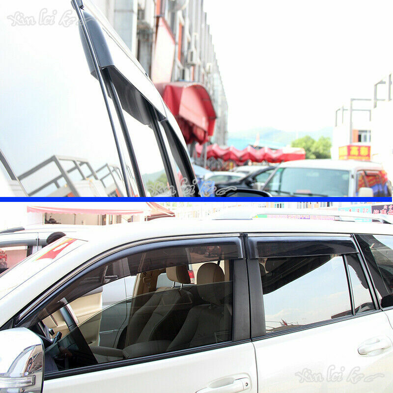 Window Visor Sun Rain Wind Guard for Toyota Prado FJ150 2010-2020 W/Chromed Trim