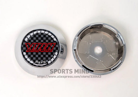 4x65mm Volk Racing Badge Wheel Center Cap Hub Cap Edge Cap Badge Chrome Carbon