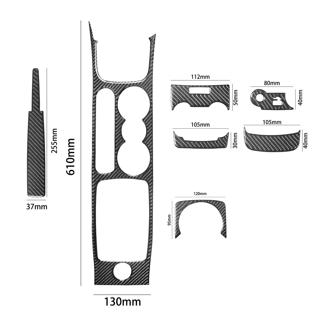 7Pcs Carbon Fiber Center Floor Console Cover Trim for Ford Fiesta 2011-2015