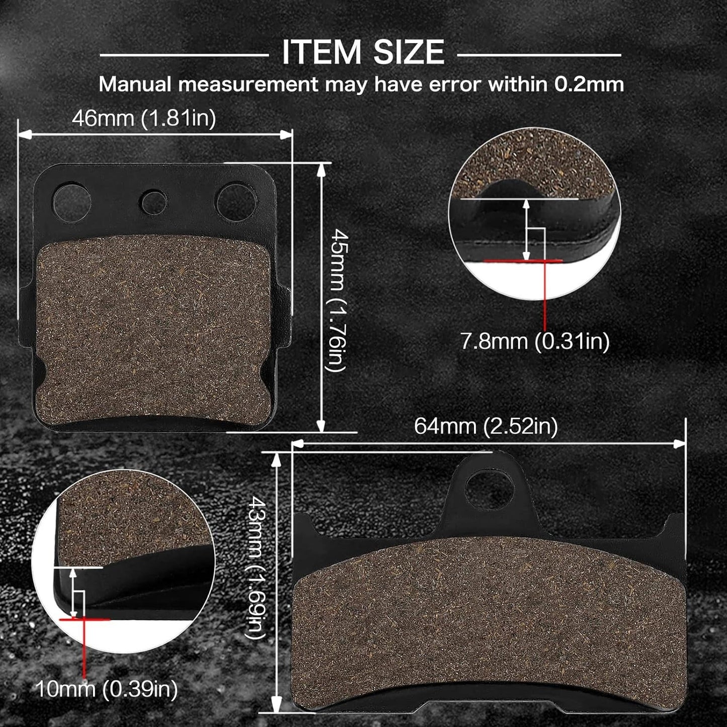Brake Pads for Yamaha Grizzly 660 4x4 YFM660FAHD YFM660FAHW YFM660FG YFM660FGH