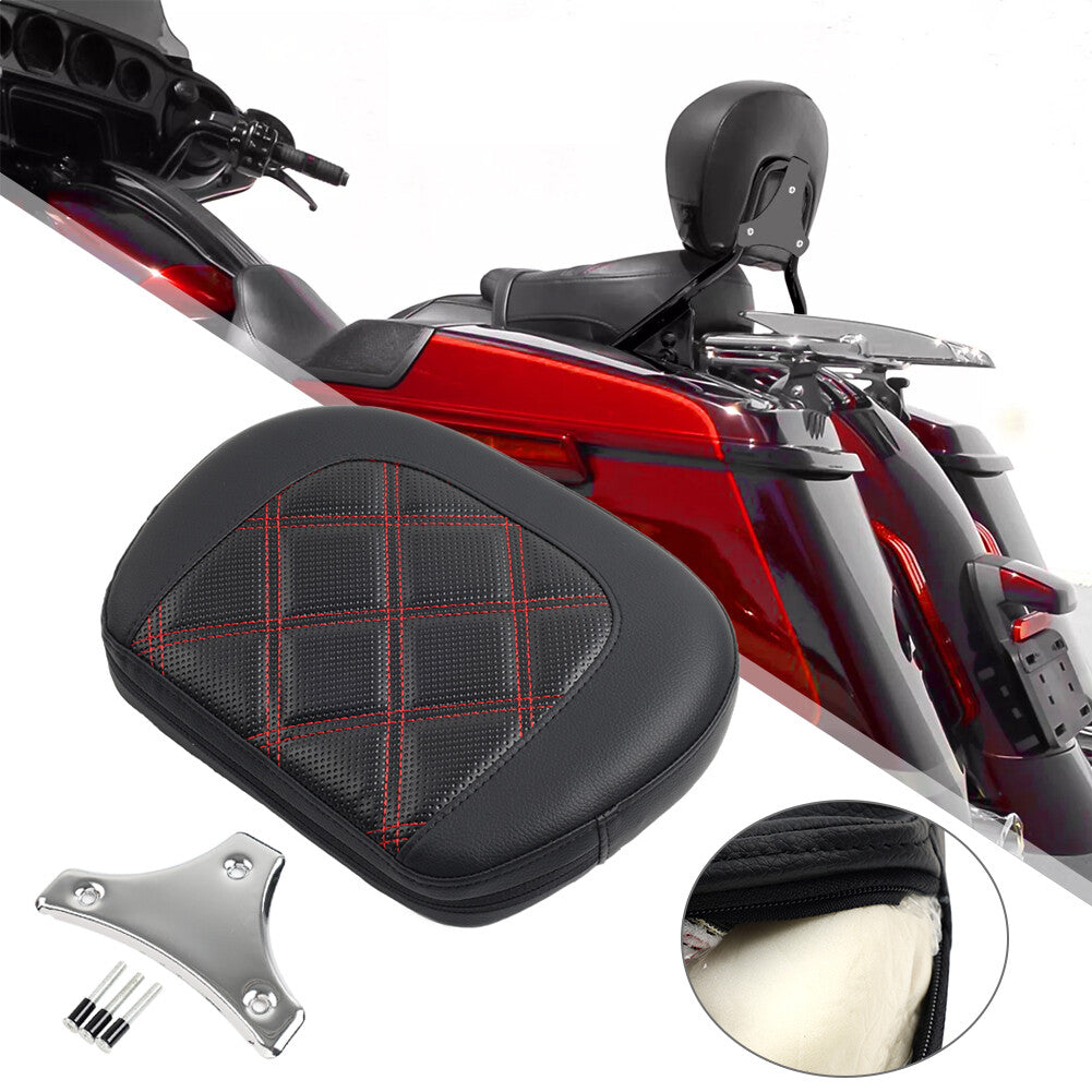 Black Stitching Passenger Sissy Bar Backrest Pad Bracket FIT for Harley Street Glide