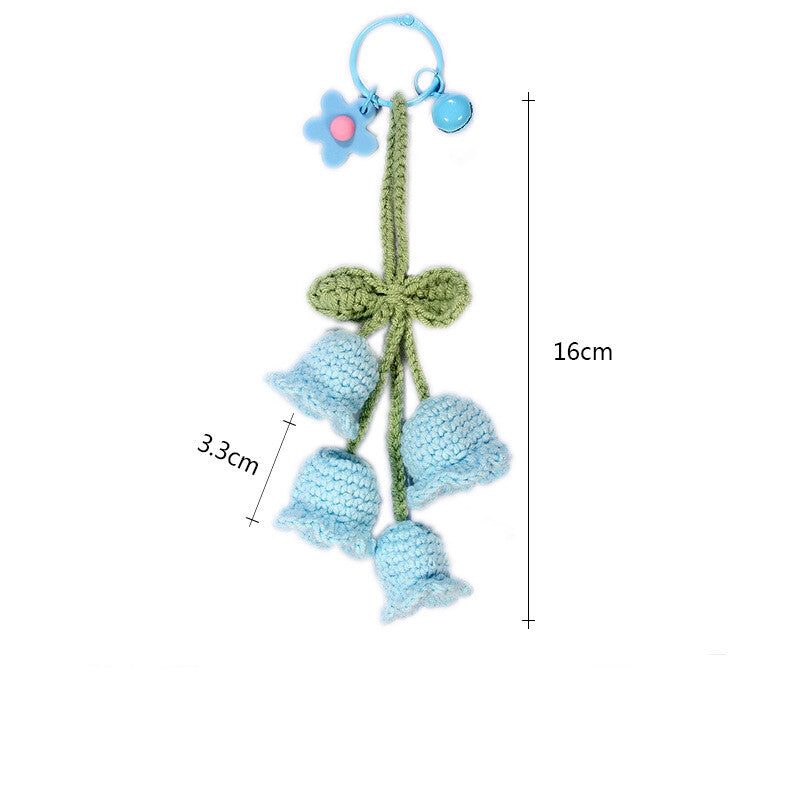 1Pc Hand-woven Bellflower Pendant for Rearview Mirror Hanging Accessory Blue
