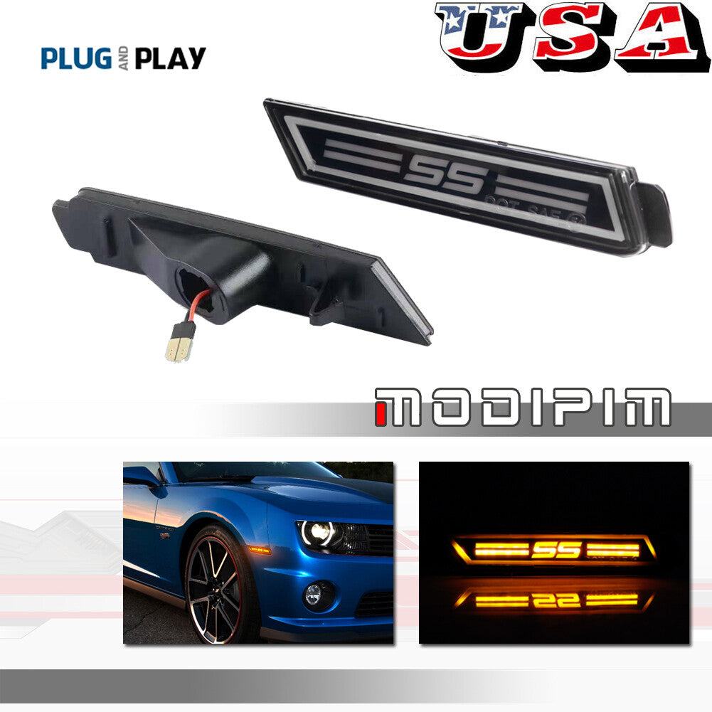 Applicable to 2010-2015 for Chevrolet Camaro front bumper side marker amber LED lights