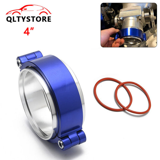 4 101mm Aluminum Quick Release V-Band Clamp for Intake Intercooler Pipe Blue