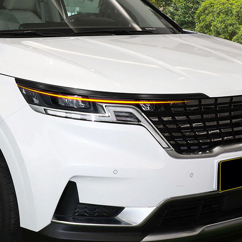 for Kia Carnival 2022-2023 Glossy Black Headlight Eyelid Trim Cover Eyebrows 2x
