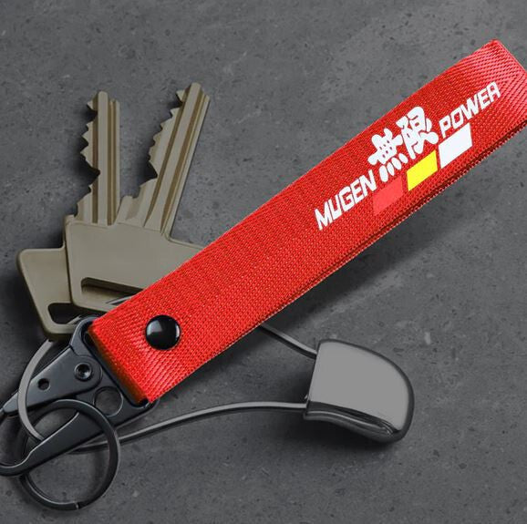 Car keychain metal key ring badge lanyard red for Mugen Universal