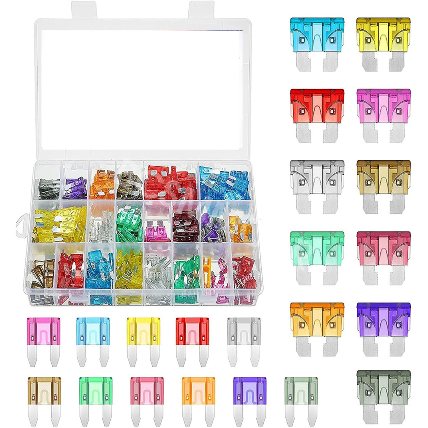 Medium Small Car Fuse Assortment Assorted Kit Blade Auto 300Pcs Truck Motorcycle