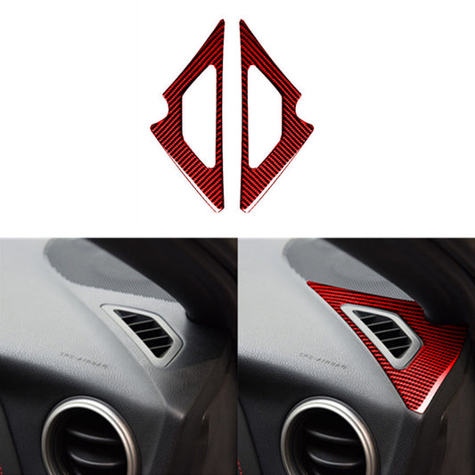 2Pcs Red RHD Carbon Fiber Dashboard Air Vent Cover Trim for Toyota 86 for Subaru BRZ