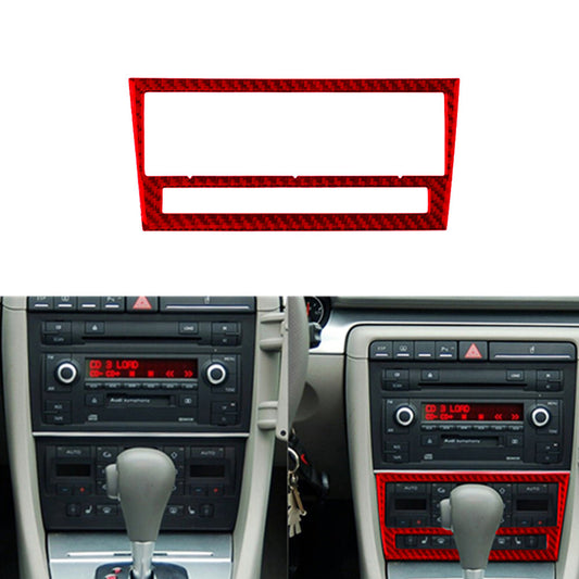 Red Carbon Fiber CD Player Frame Panel Trim Cover for Audi for A4 S4 2005-2008