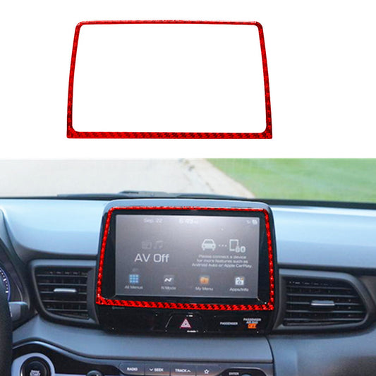 Red Carbon Fiber Central LCD Outer Frame Cover for Hyundai for Veloster JS 2019-2022