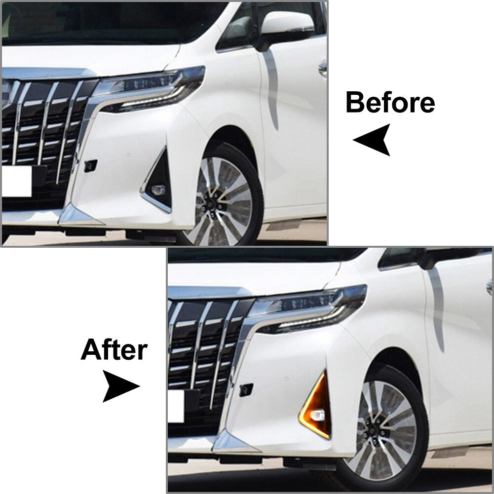 Daytime Running Light DRL With Yellow Turn Signal Light for Toyota Alphard 18-19