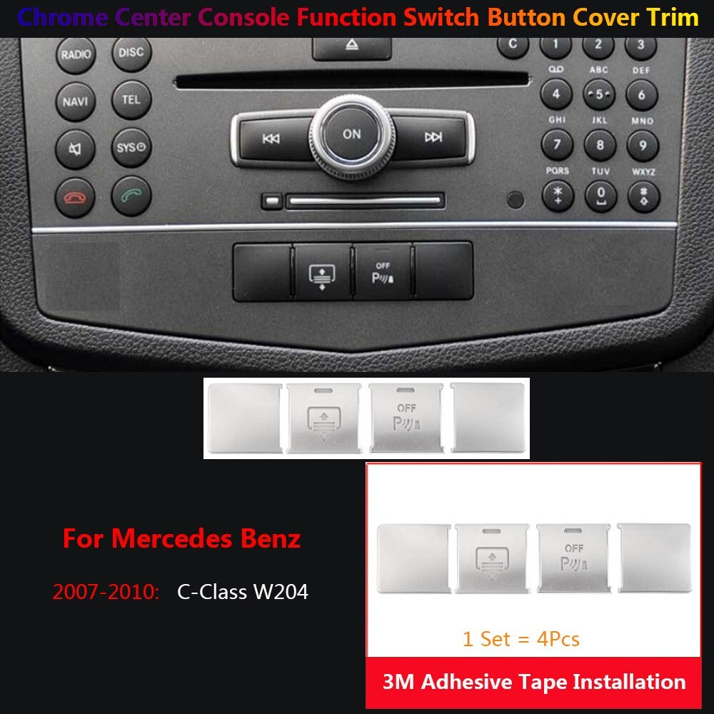 4x for Mercedes-Benz W204 Car Interior Center Console Function Switch Cover Trim