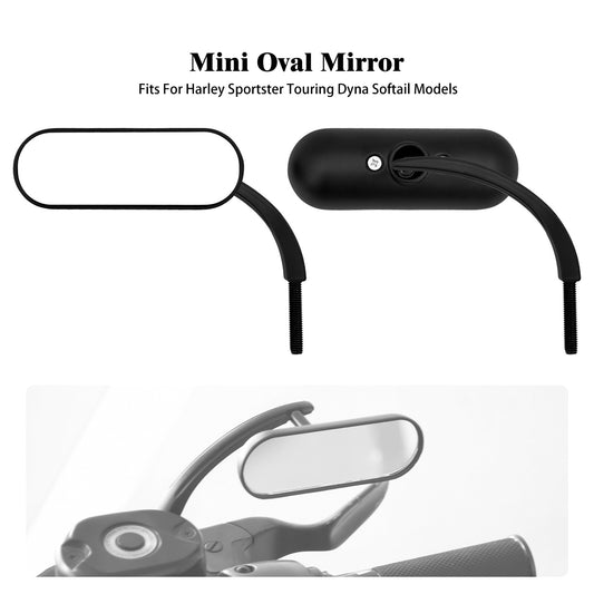 Matte Black for Mini Oval Side Mirror for Harley Road King Street Glide Softail Dyna