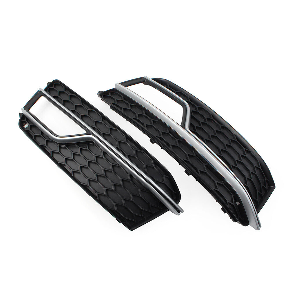 A pair of black fog light grille protectors for the front bumper of for Audi A5 S5 2013 - 2017.